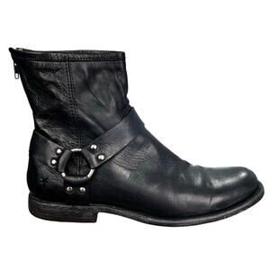 Frye Men’s Phillip Black Leather Harness Moto Boot Size US 10.5 D